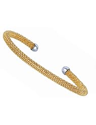 Sterling Silver 4mm Yellow Plated Adjustable Beaded Bangle LIFETIME WARRANTY