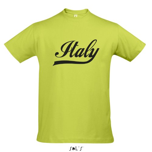 T-Shirt Italien Oldschool Italy LÄNDERSHIRT EM / WM FAN Trikot S-XXL , Apple green – schwarz , S