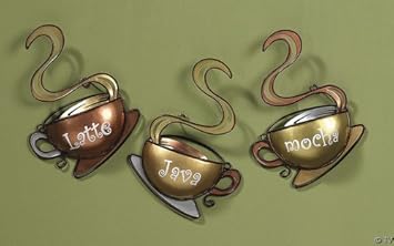Coffee Cup Latte Mocha Java Metal Wall Decor Set of 3