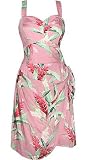 Sarong Sundress - Red Ginger Bralette Top Elastic Back Side Tied Hawaiian Aloha Faux Sarong Sun Dress