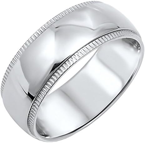Hollis: Contemporary Unisex 8mm Coin Edge Wedding Band Ring, 3257B sz 7.0, 316 Stainless Steel