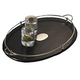 Global Views Oval Ebony Wood 25-Inch by 16-1/2-Inch Gallery Tray with Nickel Accents