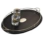 Global Views Oval Ebony Wood 25-Inch by 16-1/2-Inch Gallery Tray with Nickel Accents