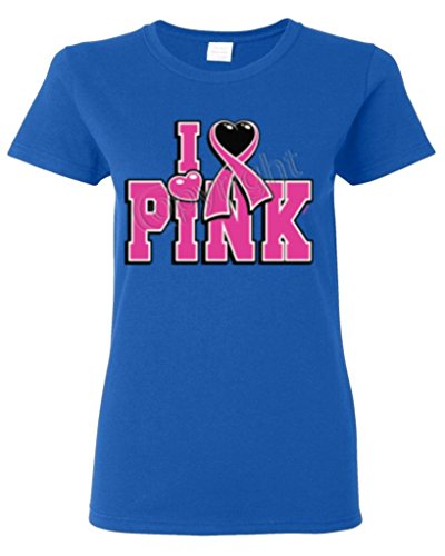 Shop4Ever® I Love Pink Women's T-Shirt Cancer Awareness Shirts