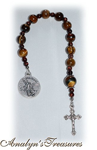 US Army Personalized St. Michael Chaplet/Pocket Rosary, Tigers Eye Pocket Rosary, Or Choose Other Insignia, Catholic Gift, Chaplet