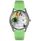 Birthstone: August Green Leather And Silvertone Watch #S0910008