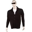 Thug or Angel Men's Jet Black collection, black button up, showl collar knitted cardigan. JBLK3940