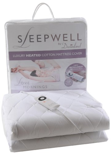 Sleepwell Luxury 100 Percent Cotton Double Heated Mattress Cover with Intelliheat Technology and Single Control