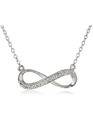 Sterling Silver White Diamond Accent Infinity Pendant Necklace (0.01 cttw, H-I Color, I1-I2 Clarity), 18"