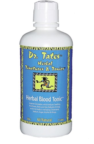 Dr. Tates Herbal Blood Tonic - The TOTAL All Natural Blood Cleanser. Where do you start? Start with THIS! Dr. Tates' Herbal Blood Tonic will help cleanse your Kidneys, Liver, Lymph Glands, Blood and Uninary Tract of Salt, Sugar, Cholesterol and Acid quickly and safely. Need ENERGY - look no FURTHER! Great Apsorption Rate, Compliments your Vitamins, Minerals & Herbs. Order Today!
