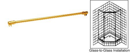 CRL Gold Plated Frameless Shower Door Fixed Panel Glass-To-Glass Support Bar for 3/8 to 1/2 Thick Glass by CR Laurence