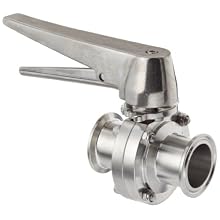 Dixon B5101V150CC-C Stainless Steel 316L Butterfly Valve with Trigger Handle and Viton Seal, 1-1/2" Tube OD