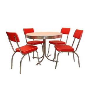 5-Piece Retro Style Dining Set – White/Black (White Table / Black Chairs) (Sizes Vary)