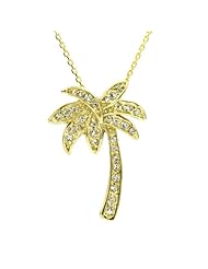 Linas CZ California Palm Tree Necklace - Gold