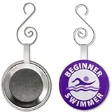 Creative Clam Purple Beginner Swimmer Pool Safety Alert 2.25 Inch Button Style Hanging Ornament