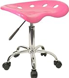 Vibrant Pink Tractor Seat and Chrome Stool [LF-214A-PINK-GG]