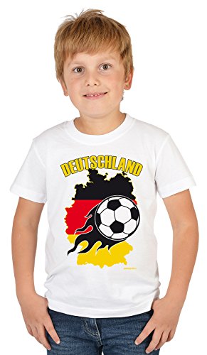 Jungen Fußball Shirt Kinder Fan Fanartikel Jungs T-Shirt – Deutschland – EM WM bewährte Qualität Teenager Kids T-Shirt Print Top Gr. 5 – 14 Jahre in weiss Gr: XL