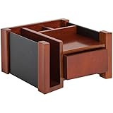 Rolodex Wood and Faux Leather Desk Director, Mahogany and Black (81767)