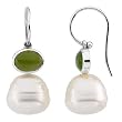 14K White Gold Paspaley South Sea Cultured Pearl and Jade Earrings - 11.00mm