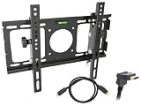 Pyle Hot Tilted TV Wall Mount & Cable Package for Home/Office/Schools/Public -- PSW449T 23 to 36 Flat Panel Tilted TV Wall Mount + PHDMRT6 6Ft. Horizontal Swivel High Definition HDMI Cable With Heavy-Duty Fiber Shielding.