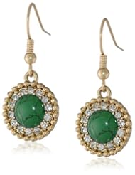 NINE WEST VINTAGE AMERICA "Royal Treasure" Gold-Tone Green Mini Drop Earrings