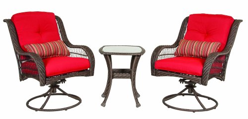 Buy Bella Vista Patio Bistro Set Wicker Red 3 Piece By La Z Boy Outdoor Furniture Set Sale