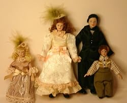 Dollhouse Miniature Porcelain Doll Victorian Family of 4