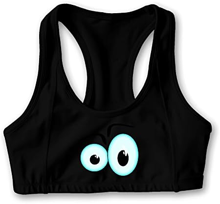 CHIKUD Women's Cute Eye Racerback Yoga Bra Sport Bra Black