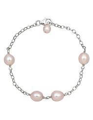 8-9mm Pink Freshwater Pearl .925 Sterling Silver Chain Bracelet Free Shipping and Gift Box