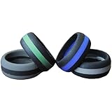 Men's Silicone Wedding Ring. Silicone Wedding Rings for the Active Lifestyle. Won't Separate Not Glued. 4 Pack