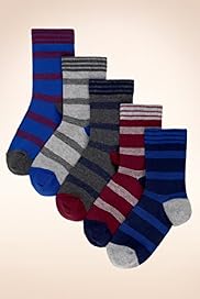 5 Pairs of Older Boys Autograph Cotton Rich Striped Socks