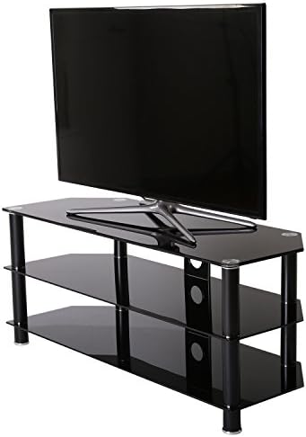 Fenge 47 Inch Glass and Metal Tv Stand for up to 50 Inch Flat Panel Television/xbox One/ps4 Black