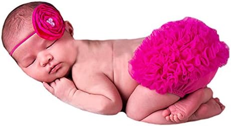 Liange Newborn Baby Photography Prop Hairband Bloomers Ruffle Diaper Rose
