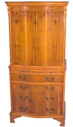 Antique Yew Wood Serpentine Drinks Cabinet