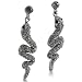 Dangling, Shimmering Gray Rhinestone Snake Earrings