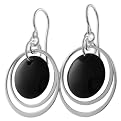 Silver Black Onyx Hook Earrings