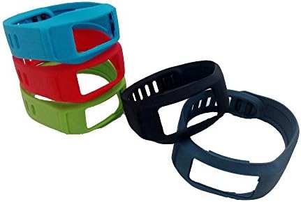 2015 Newest Version 5-Pack Colorful Sports Replacement Wrist Bands with Clasps for Garmin Vivofit 2 (No Tracker, Replacement Bands Only) +1x Free Silver Metal Shoe Keychain (Small)