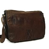 DOMENICO - Large Italian Leather Messenger Bag, Distressed Espresso