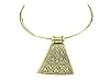 Tribal Choker Necklace Brass Tone Pendant Metal Statement Necklace Holiday Gift