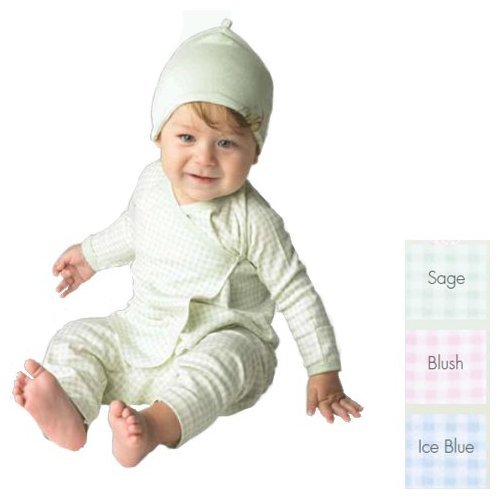 Side Snap Layette - Sage Green Gingham - NB-3M