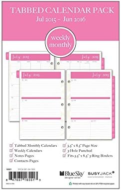 July 2015 - June 2016 Susy Jack Herringbone Weekly/Monthly 3-hole Punch Planner Refill 5.5 x 8.5