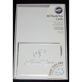 WILTON 80ct Sweethearts Silver Thank You Cards Sweet Hearts