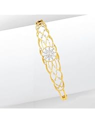 14k Gold and Rhodium Diamond-cut Bangle Br