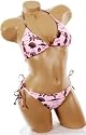 Sexy Pink Hawaiian Tropical Print Bikini Slide Triangle Top Brazilian Cut Tie Side Bottom Swimsuit