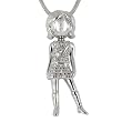 Lily Morgane - Pendentif Martine blanc - figurine f�minine t�te articul�e argent massif et diamants CZ