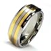 8mm Titanium Mens Ring 2 18k Gold Plated Lines Ring Wedding Band Designer Fashion Engagement Ring (Available Sizes 4-17)