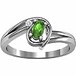 14K White Gold Tsavorite (Green Garnet) and Diamond Ring
