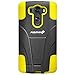 Fosmon HYBO-V Durable Dual Layer Hybrid Silicone + PC Kickstand Case for LG G3 (All Carriers) - Retail Packaging (Yellow)
