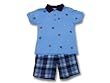 Good Lad Boy Blue Baseball Shirt & Plaid Short Set