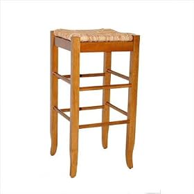Boraam Square 29H Rush Seat Bar Stool in Oak by Boraam